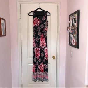 Black floral Maxi dress with pretty detail at bust